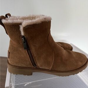 UGG Cozy Brown Suede Boots with Shearling